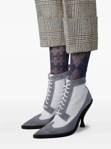 Botine Thom Browne cu șireturi din dantelă gri