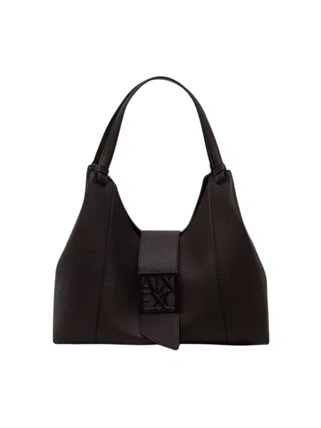 Shopperka Armani Exchange skórzana z logo brązowa