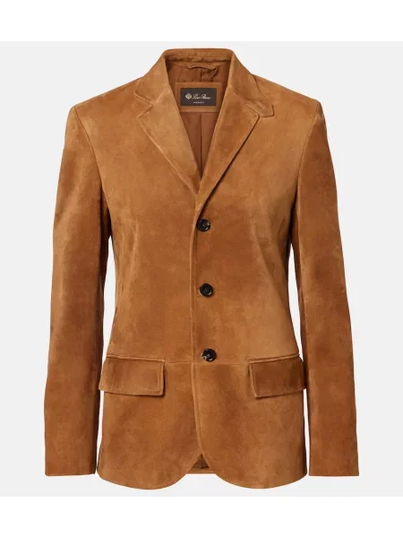 Sacou Loro Piana din piele de căprioară maro