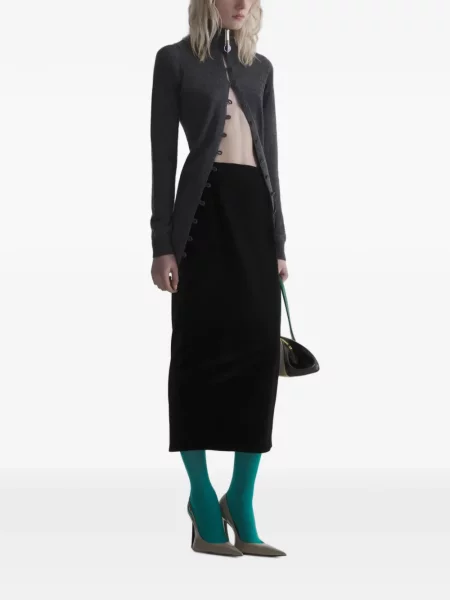 Fustă tip creion Mugler de catifea negru
