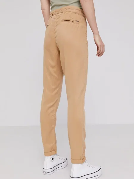 Kalhoty Pepe Jeans Dash jednoduché medium waist hnědá