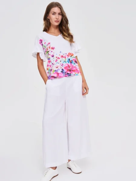 Bluză Marisse cu model floral cu imagine alb
