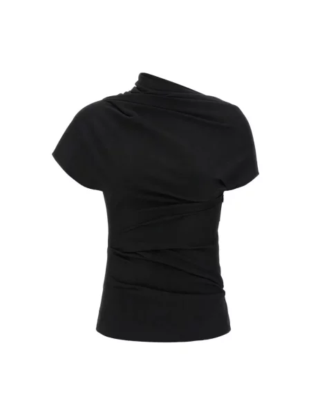 Koszulka Entire Studios wełniana asymetryczna drapowana czarna