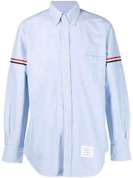 Cămașă Thom Browne din țesătură twill albastru