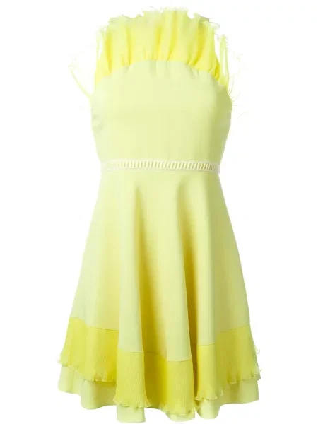 Rochie mini Giamba cu volane de costum galben