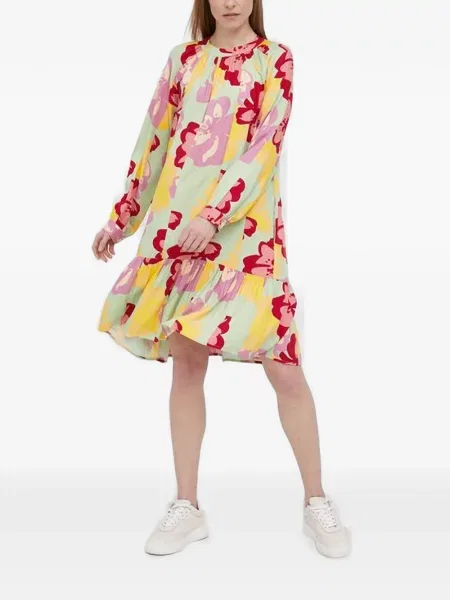 Rochie midi Benetton cu model floral cu imagine verde