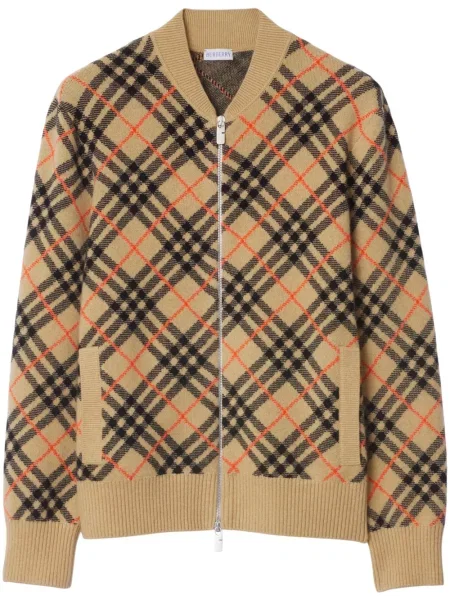 Cardigan Burberry în carouri maro