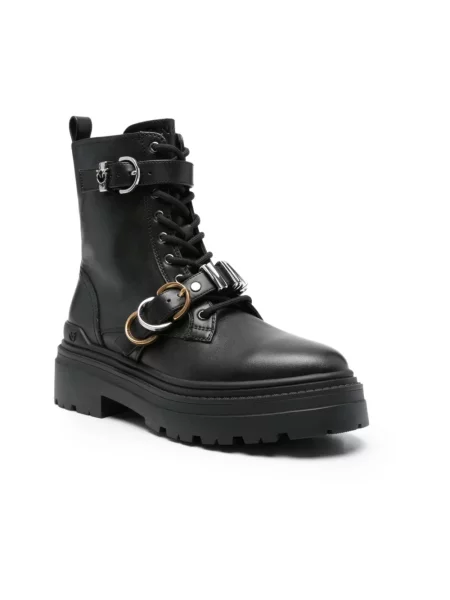 Buty do kostki Pinko skórzane czarne