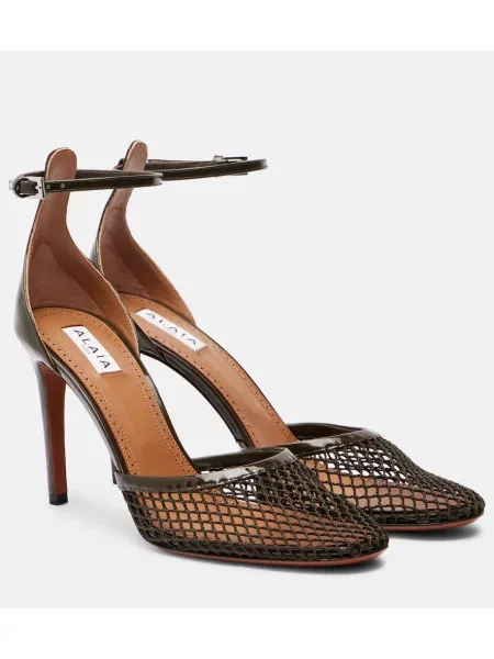 Pantofi cu toc Alaïa din piele de lac negru