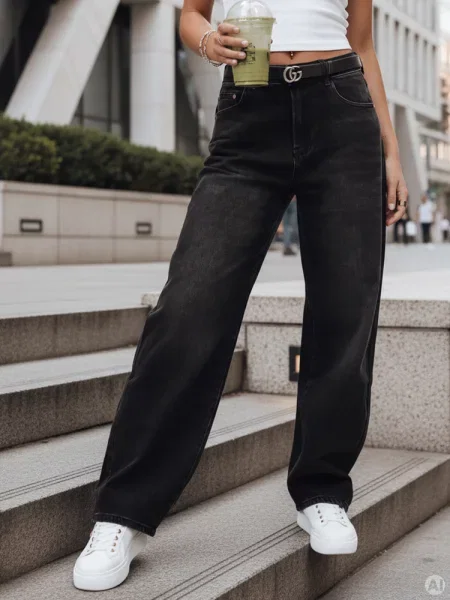 Jeansy balloon fit Dstreet czarne