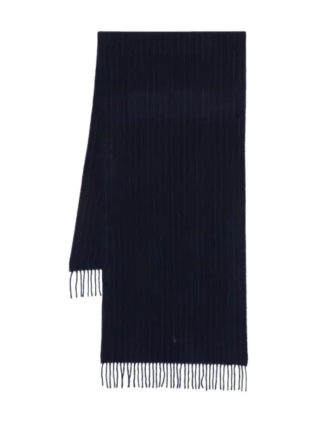 Fular Polo Ralph Lauren în carouri din lână merinos albastru