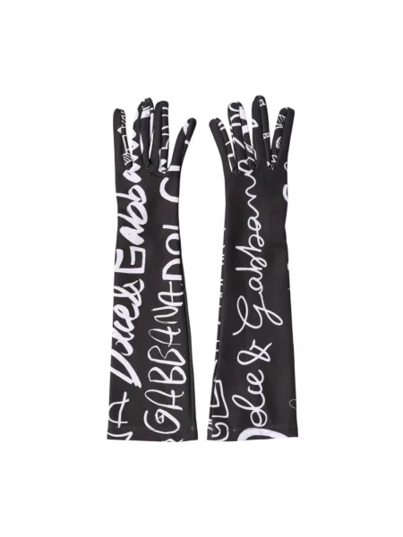 Rękawiczki Dolce And Gabbana z logo czarne