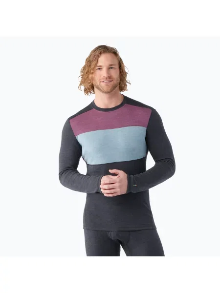 Термоактивна кофта Smartwool Thermal Merino Baselayer Colorblock Crew Boxed charcoal сірий