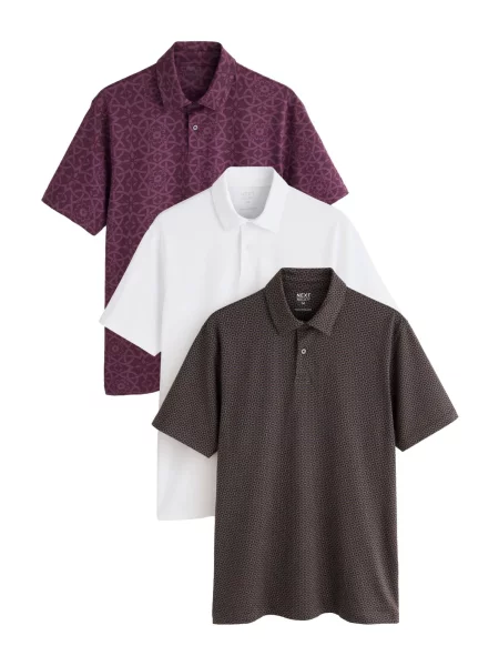 Next Tricou maro închis / roșu burgundy alb