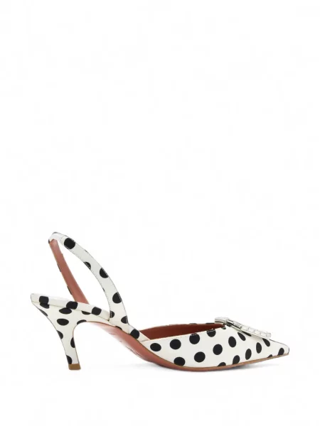 Pantofi cu toc Amina Muaddi cu buline slingback alb