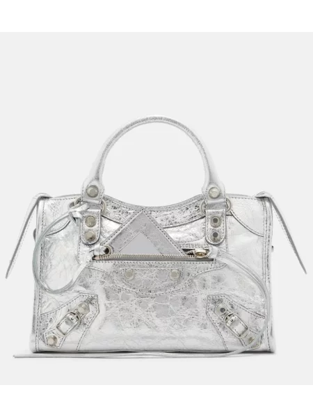 Geanta de piele Balenciaga din piele mini argintiu