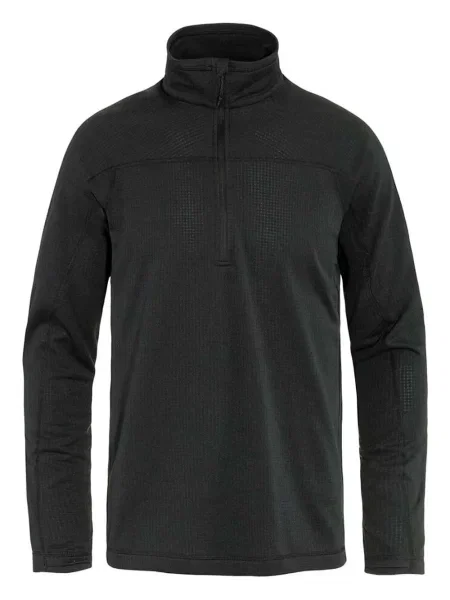 Pulover Fjallraven de jumătate de fermoar negru