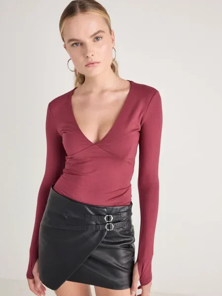Gina Tricot Tricou burgundy roșu