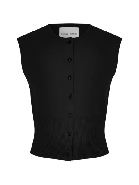 Vestă Samsøe Samsøe cu decolteu rotund negru