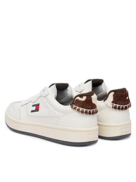 Laisvalaikio batai Tommy Jeans Archive Calf Hair Tab Écru balta
