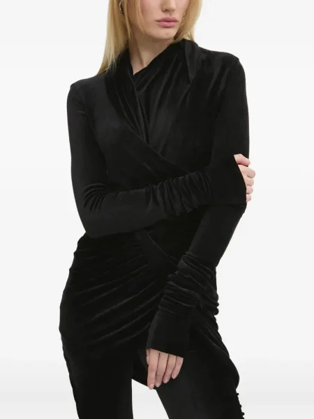 Bluzka Rick Owens Lilies asymetryczna drapowana czarna