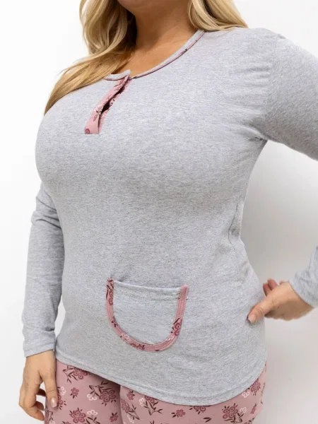 Piżama Forever Pink szara