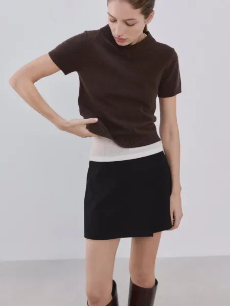 Спідниця-шорти MANGO поліестер/віскоза чорний