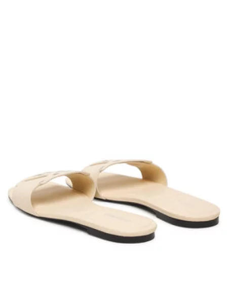 Calvin Klein Šľapky Square Flat Sandal Emblem Écru béžová