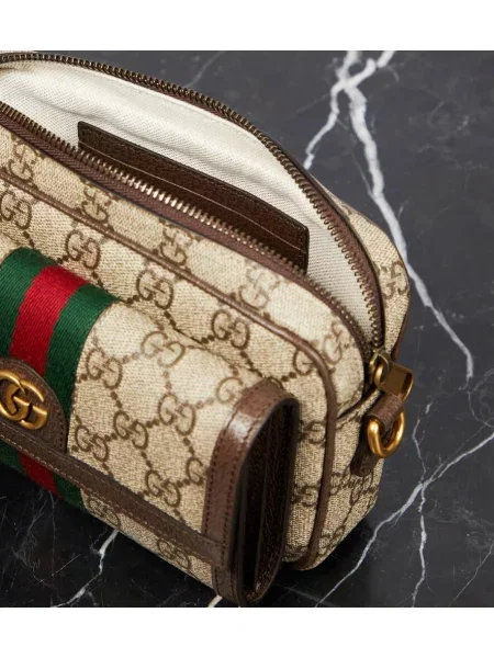 Platno crossbody torbica Gucci Ophidia rjava