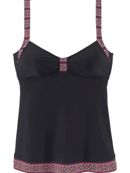 LASCANA Majica za kopanje brez rokavov Daisy' črna