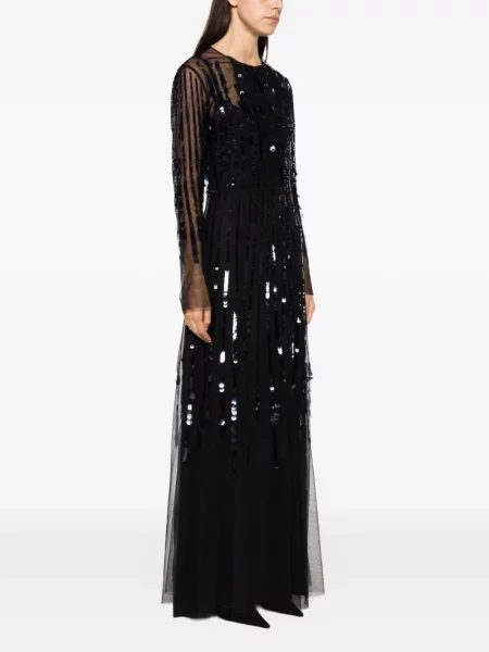 Rochie maxi Alberta Ferretti cu paiete din tul negru
