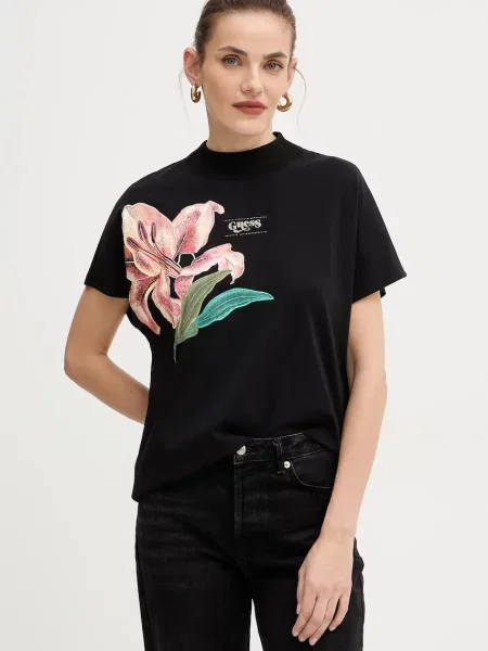 Тениска Guess LILY дамска черно