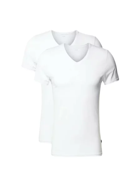 T-shirt z dekoltem w serek w zestawie 2 szt. Joop! Collection biała