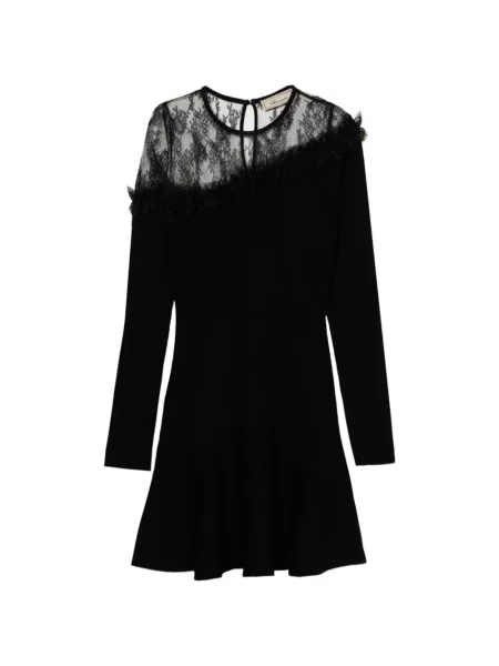 Rochie midi Blumarine cu volane din dantelă negru