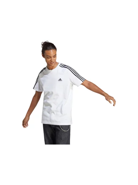 Tricou Adidas cu dungi din jerseu alb