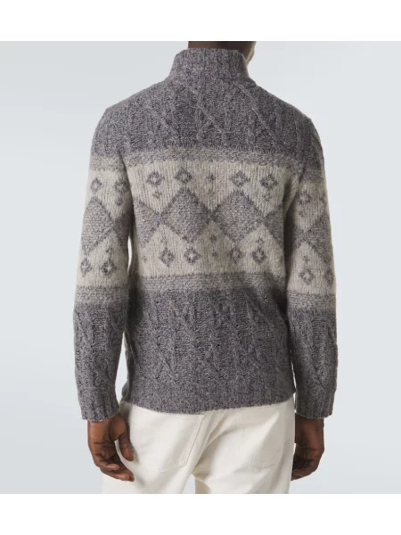 Cardigan Brunello Cucinelli de lână albastru