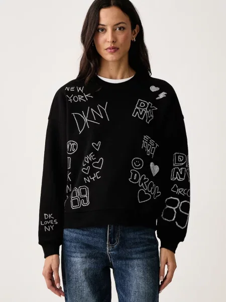 DKNY mikina dámska s bavlnou čierna