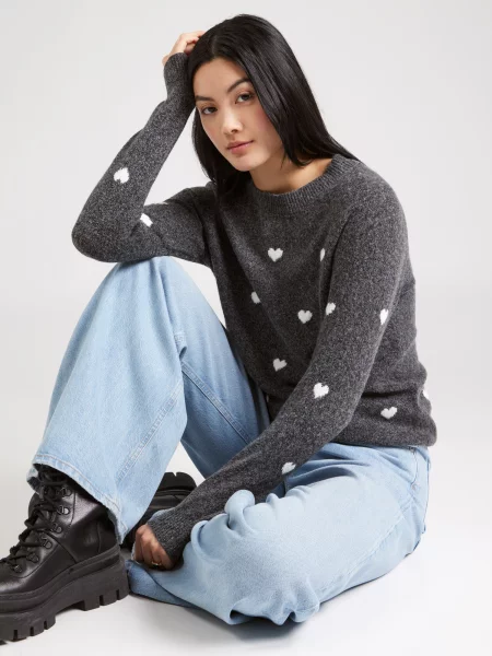 VERO MODA Pulover VMDOFFY INTARSIA temno siva bela