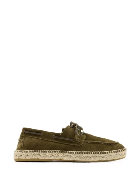 Espadrile Forsa cu șireturi din piele de căprioară verde