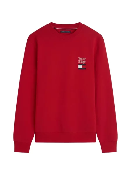 Pulover Tommy Hilfiger cu broderie roșu