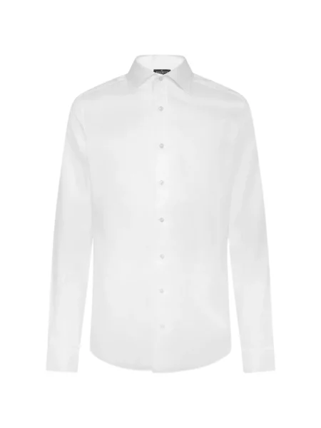 Gulerat cămașă Hackett London business din țesătură twill alb