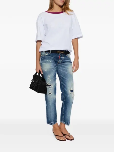 Tricou Dsquared2 cu broderie alb
