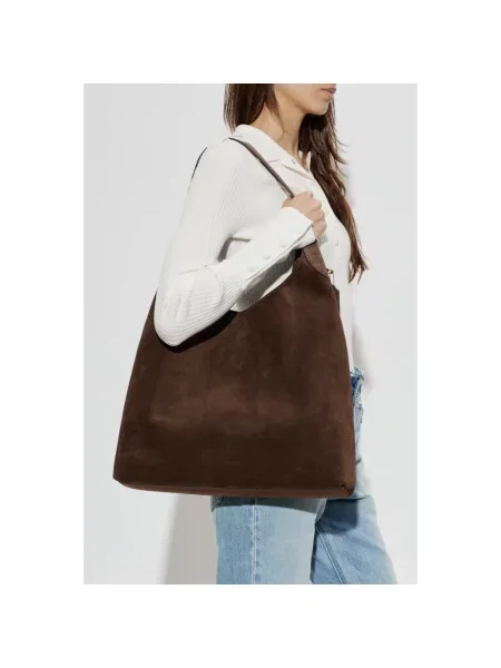 Coach torebka shopper zamszowa Brooklyn Shoulder Bag 39 brązowa