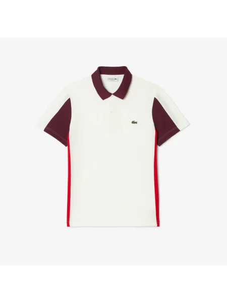 Lacoste Koszulka Polo Z Blokadą Koloru Regular Fit Czerwona biały
