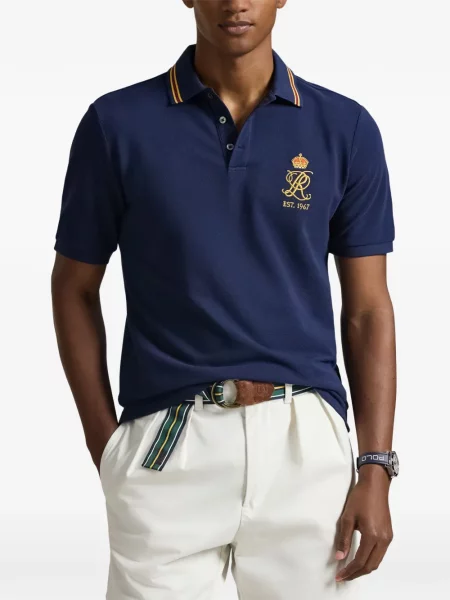 Frotir prugasta polo majica Polo Ralph Lauren s vezom plava