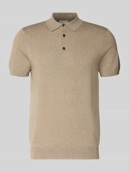 Koszulka polo o kroju slim fit z listwą guzikową Profuomo beżowe