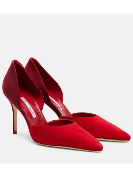 Pantofi cu toc Manolo Blahnik din piele de căprioară roșu