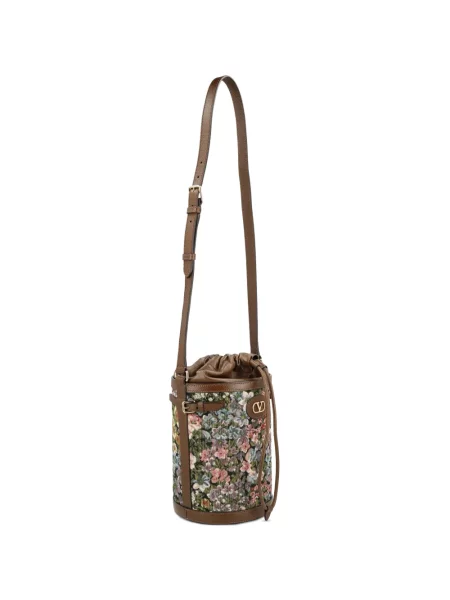 Geantă bucket Valentino Garavani cu model floral cu imagine maro