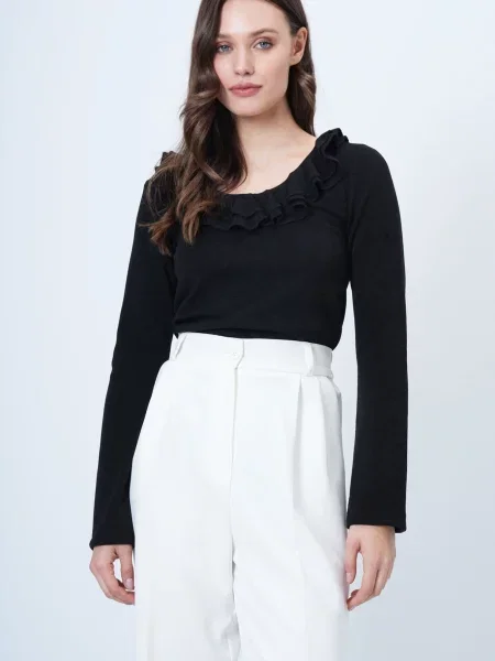 Trend Alaçatı Stili Pulover negru