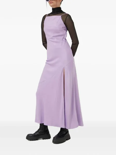 Rochie maxi Abercrombie & Fitch cu crăpătură de costum violet